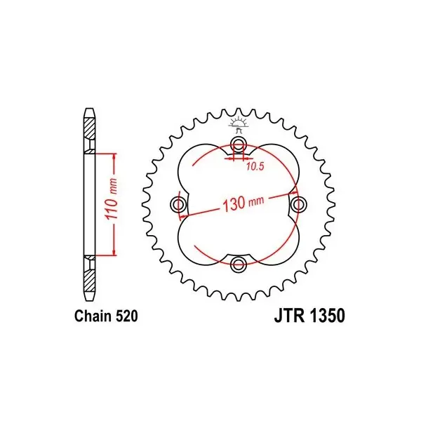 Couronne JT SPROCKETS acier standard 1350 - 520