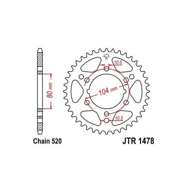 Couronne acier 36 dents JT Sprockets type 1478 chaîne 520 Polaris 