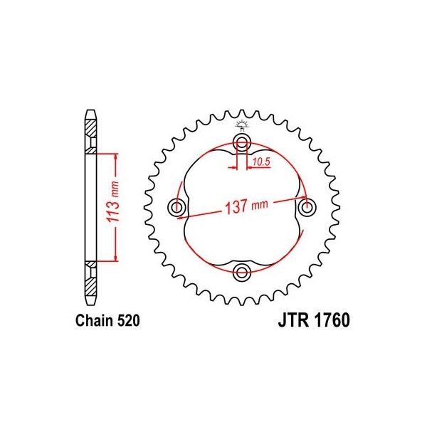 Couronne acier 38 dents JT Sprockets type 1760 chaîne 520 LT-R450 2006