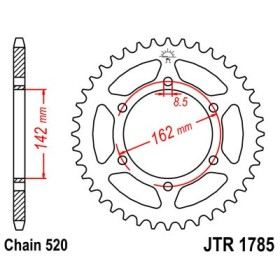 Couronne acier 48 dents JT Sprockets type 1785 chaîne 520 Suzuki PE175