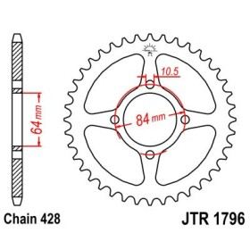 Couronne acier 51 dents JT Sprockets type 1796 chaîne 428 RV125 VANVAN 2003-04