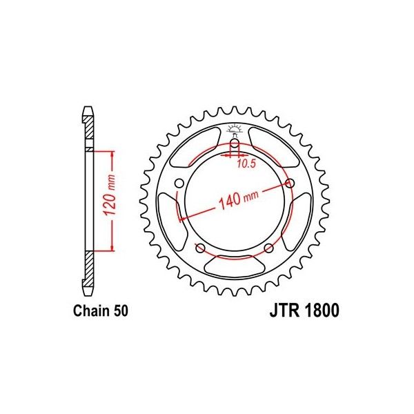 Couronne acier 42 dents JT Sprockets type 1800 chaîne 530 GSX-R1000 2001-05