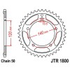 Couronne acier 43 dents JT Sprockets type 1800 chaîne 530 SPRINT RS 955 2000-02