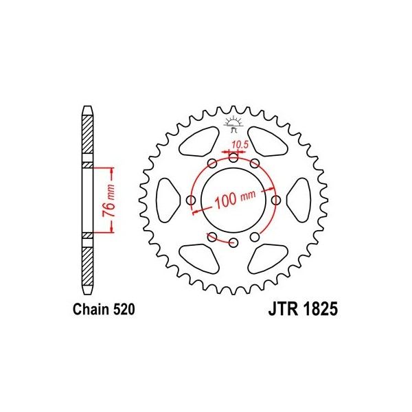 Couronne acier 40 dents JT Sprockets type 1825 chaîne 520 Suzuki LT500R 