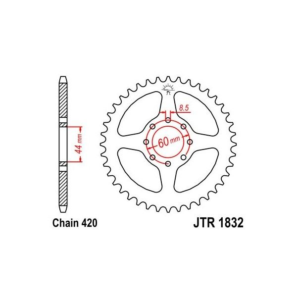 Couronne acier 52 dents JT Sprockets type 1832 chaîne 420 