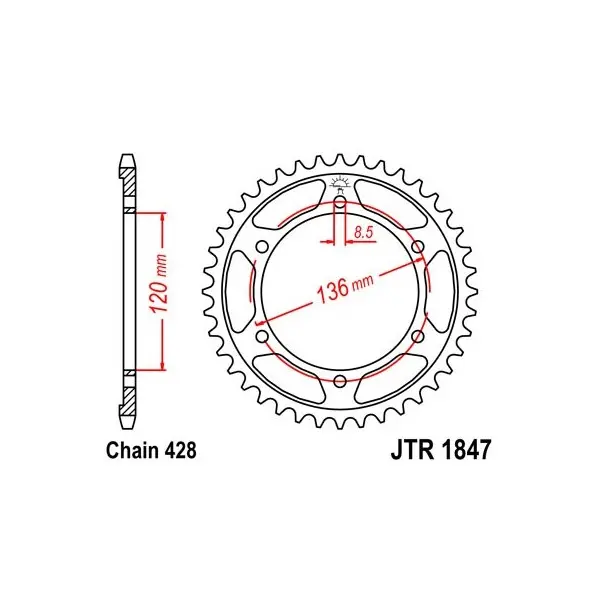 Couronne JT SPROCKETS acier standard 1847 - 428