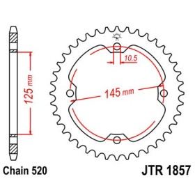 Couronne acier 39 dents JT Sprockets type 1857 chaîne 520 YAMAHA YFM350R RAPTOR ET YFZ450R '04