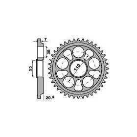 Couronne alu PBR 42 dents chaîne 525 Ducati 748