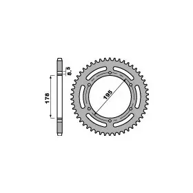 Couronne acier PBR 54 dents chaîne 520 MAICO 500 GM