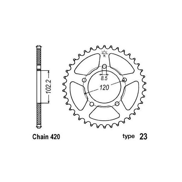 Couronne acier B1 47 dents chaine 420 Aprilia RS50