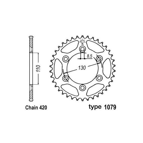 Couronne acier B1 62 dents chaine 420 CPI SUpermotard 50