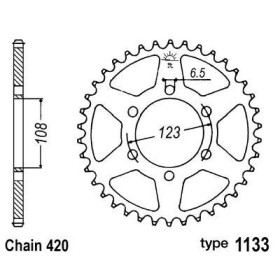 Couronne acier B1 52 dents chaine 420 Derbi/Aprilia/Peugeot