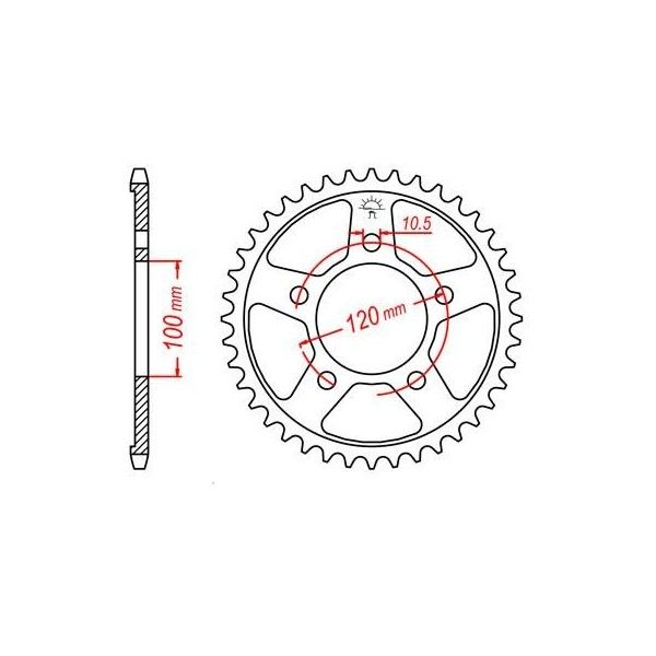 Couronne acier 44 dents JT Sprockets type 702 chaîne 525 Aprilia Shiver 750 (GT)