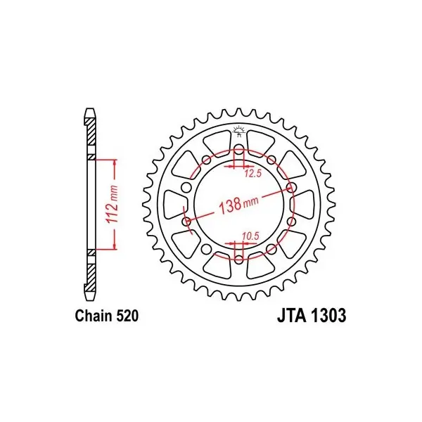 Couronne JT SPROCKETS aluminium Ultra-Light 1303 - 520