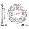 Couronne alu 44 dents JT Sprockets ultra-light type 1304 chaîne 525 