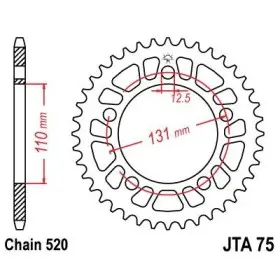 Couronne alu 42 dents JT Sprockets ultra-light type 75 chaîne 520