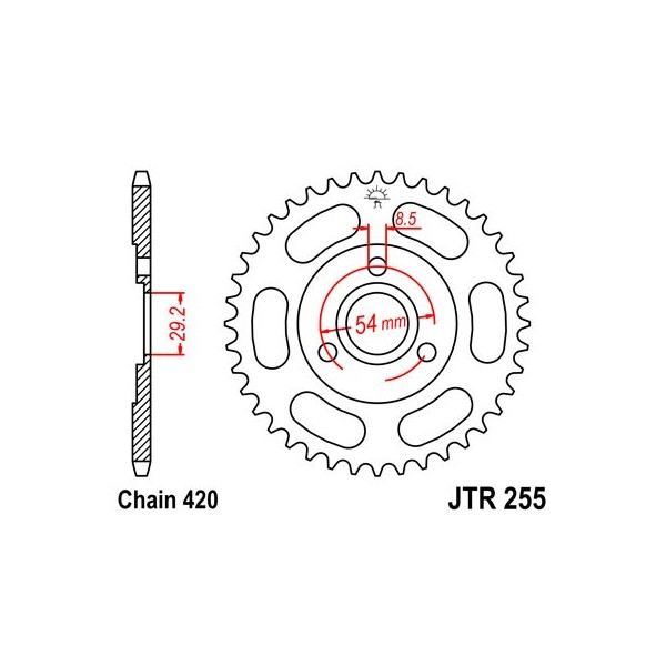 Couronne acier 40 dents JT Sprockets type 255 chaîne 420 