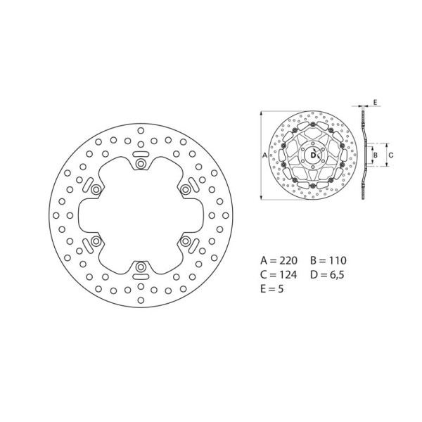 Disque de frein arrière Brembo Serie ORO rond fixe Aprilia 650 PEGASO