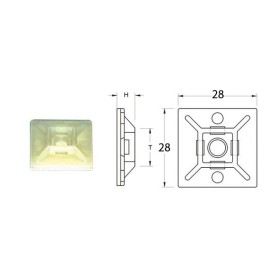 Attaches adhésives BIHR blanches 28x28mm pour collier nylon - Sachet de 50 pcs