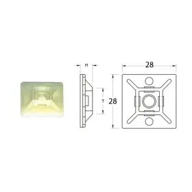 Attaches adhésives BIHR 28x28mm blanc pour collier nylon