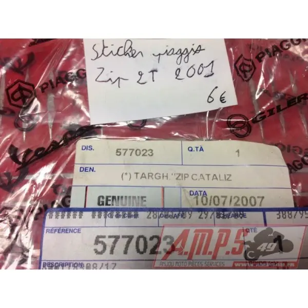 Autocollant / Stickers Piaggio ZIP 2001- pièce moto occasion
