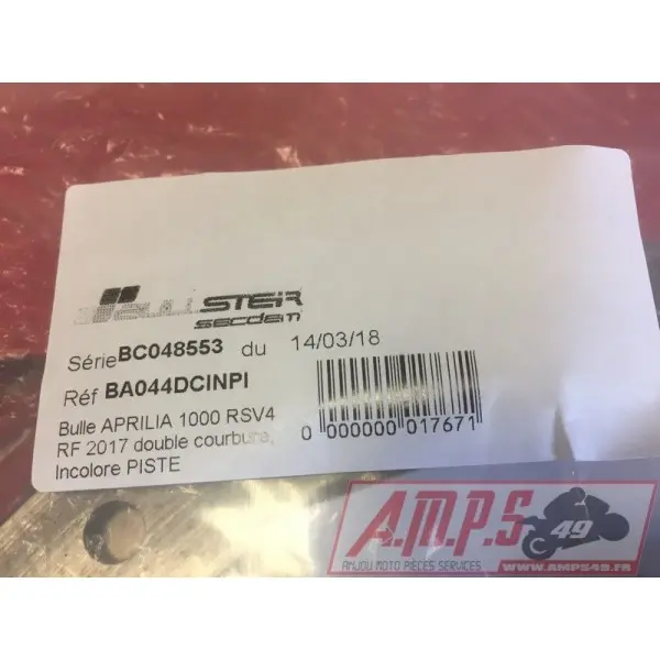Bulle incolore double courbure piste RSV4 APRC / Factory / RF / R 2009 à 2018