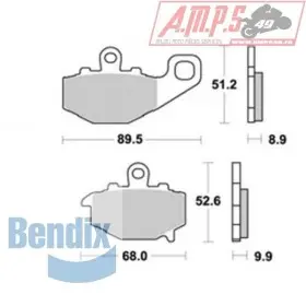 Bendix MR187 Métal fritté.Route, Arriere