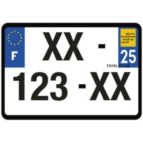 Plaque d'immatriculation 210X145 Dept.25 imprimée sans autre marquage