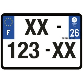 Plaque d'immatriculation 210X145 Dept.26 imprimée sans autre marquage
