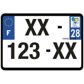 Plaque d'immatriculation 210X145 Dept.28 imprimée sans autre marquage