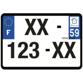 Plaque d'immatriculation 210X145 Dept.59 imprimée sans autre marquage