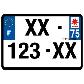 Plaque d'immatriculation 210X145 Dept.75 imprimée sans autre marquage