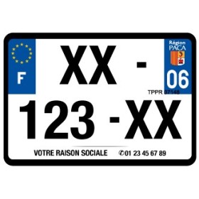 Plaque d'immatriculation 210X145 Dept.06 N° imprimés avec Raison Sociale de votre magasin