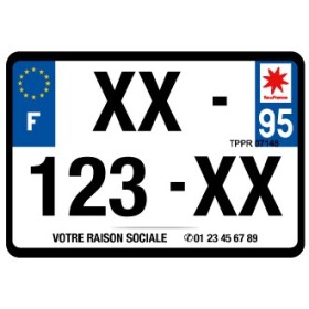 Plaque d'immatriculation 210X145 Dept.95 N° imprimés avec Raison Sociale de votre magasin