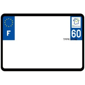 Plaque d'immatriculation 210X145 vierge Dept.60 imprimante à plaque nécessaire