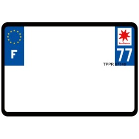 Plaque d'immatriculation 210X145 vierge Dept.77 imprimante à plaque nécessaire