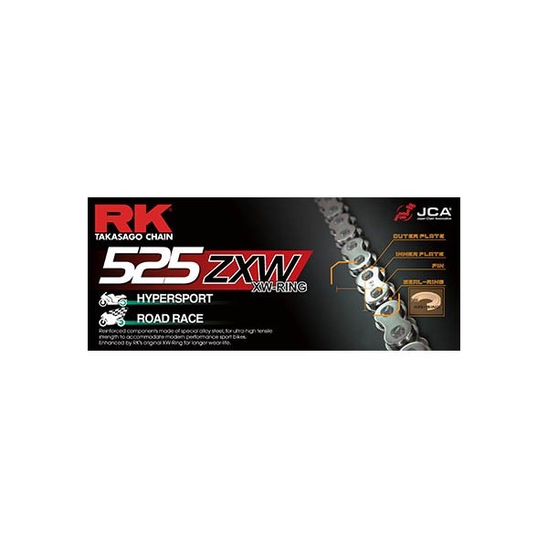 METRE DE CHAINE RK 525ZXW avec Attache à River. CHAINE.525.XW'RING.ULTRA.RENFORCEE 