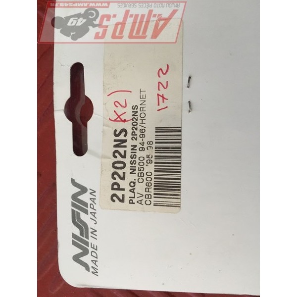 Plaquette de frein NISIN 2P202NS av CB500 94-96 Hornet, CBR 600 95-98LOTAYAM353622new