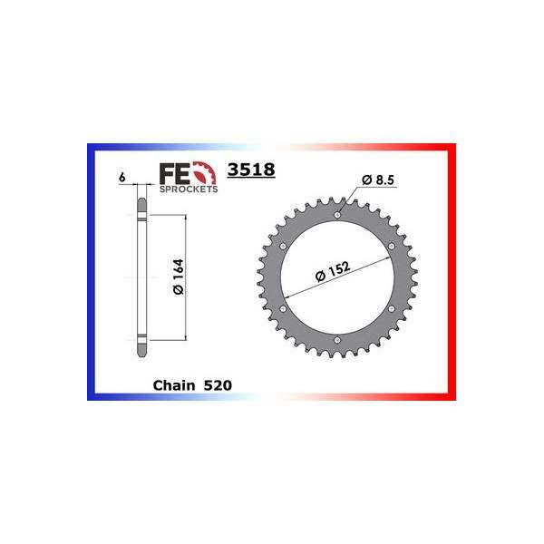 COURONNE ACIER COUR AC XT500-XT400'81 38 520 