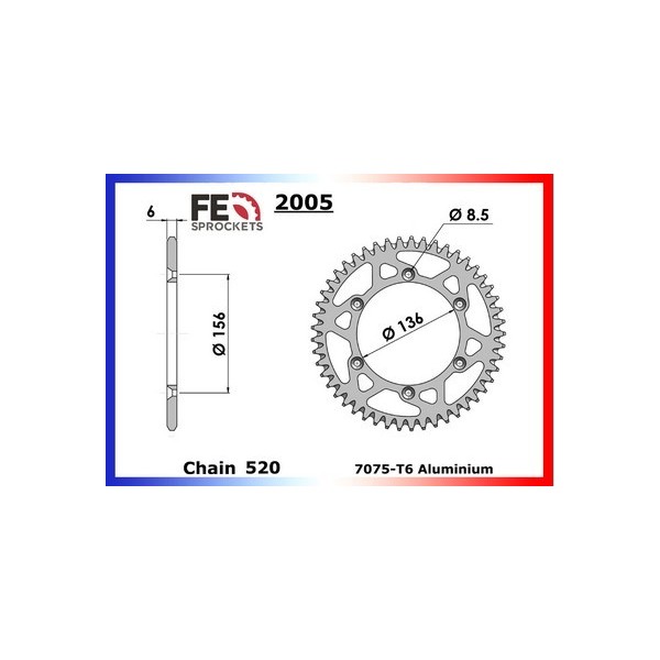 COURONNE ALU CCM.650 R.Rayons'01/04 40 520 