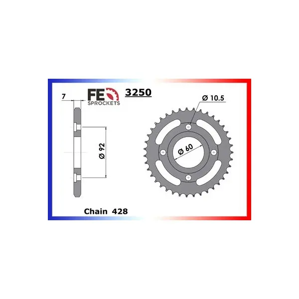KIT CHAINE FE RD DX125 (2R6)'78/81 Batons 15X39 OR