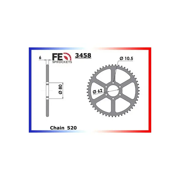 KIT CHAINE FE YZ.125 '78/79 12X51 OR