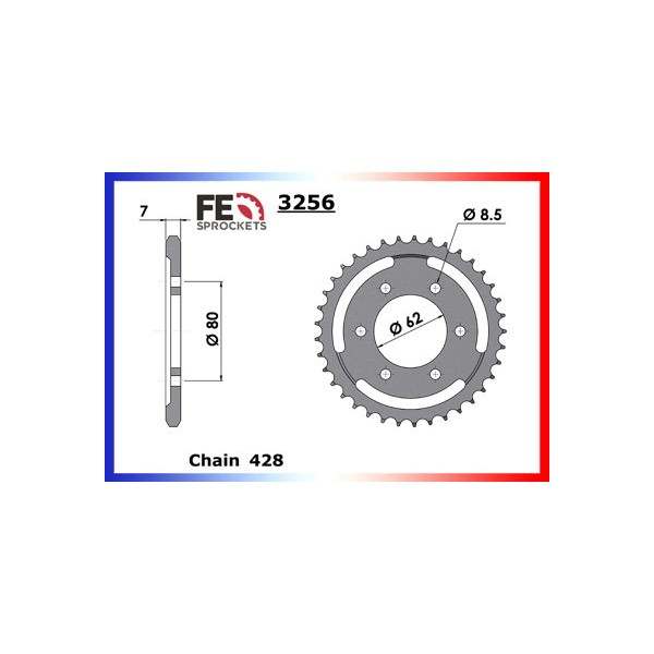 KIT CHAINE FE DT.125.E/F '76/79 16X37 OR 