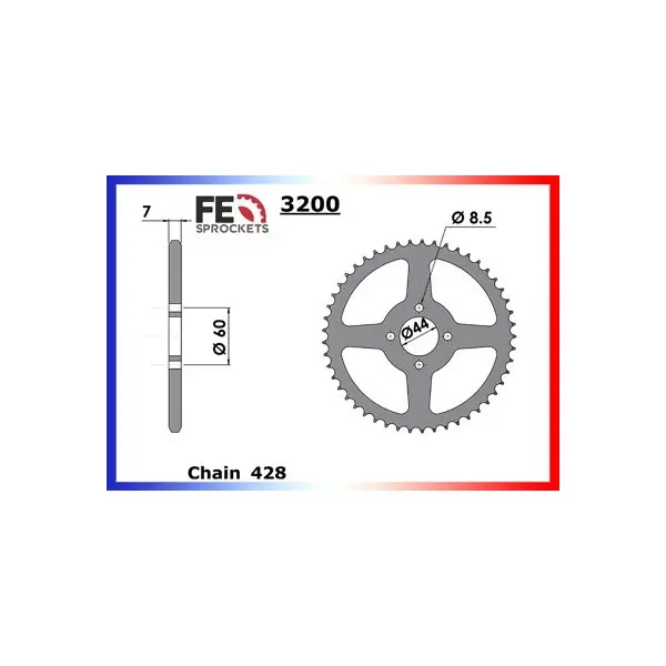 KIT CHAINE FE TTR.125 '00/01 Gdes Roues 13X54 MX