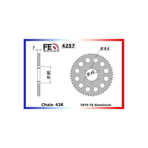 KIT CHAINE FE YZ.80 '82 13X44 RX/XW.SR