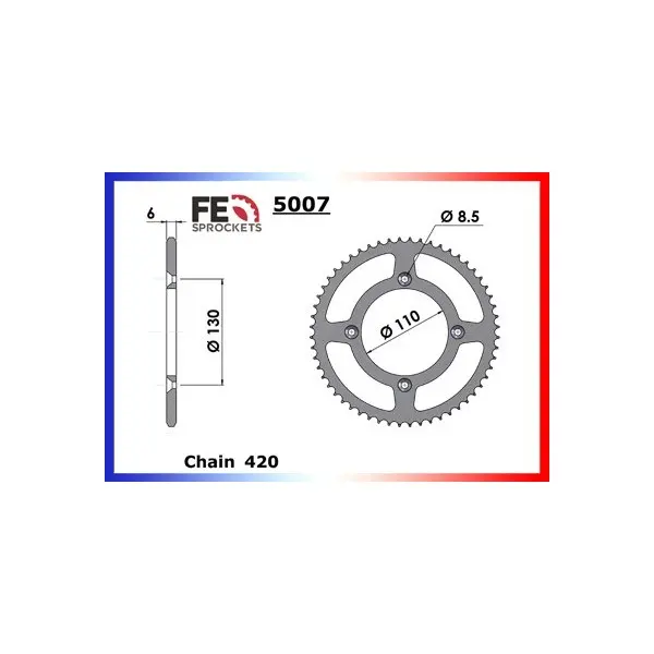 KIT CHAINE FE CR.80.RB'96/02 Gdes Roues 15X55 Rµ