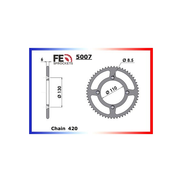 KIT CHAINE FE CR.85.R '03/07 Ptes Roues 15X50 OR 