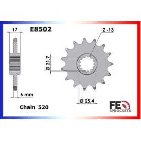 KIT CHAINE FE CBR.500.R '13/16 15X41 ORµ 