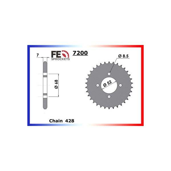 KIT CHAINE FE RT.80 OVNI '82 15X35 MX 