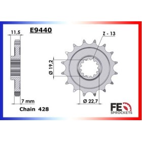 KIT CHAINE FE DR.125.Z '03/16 14X57 RX/XW.SR